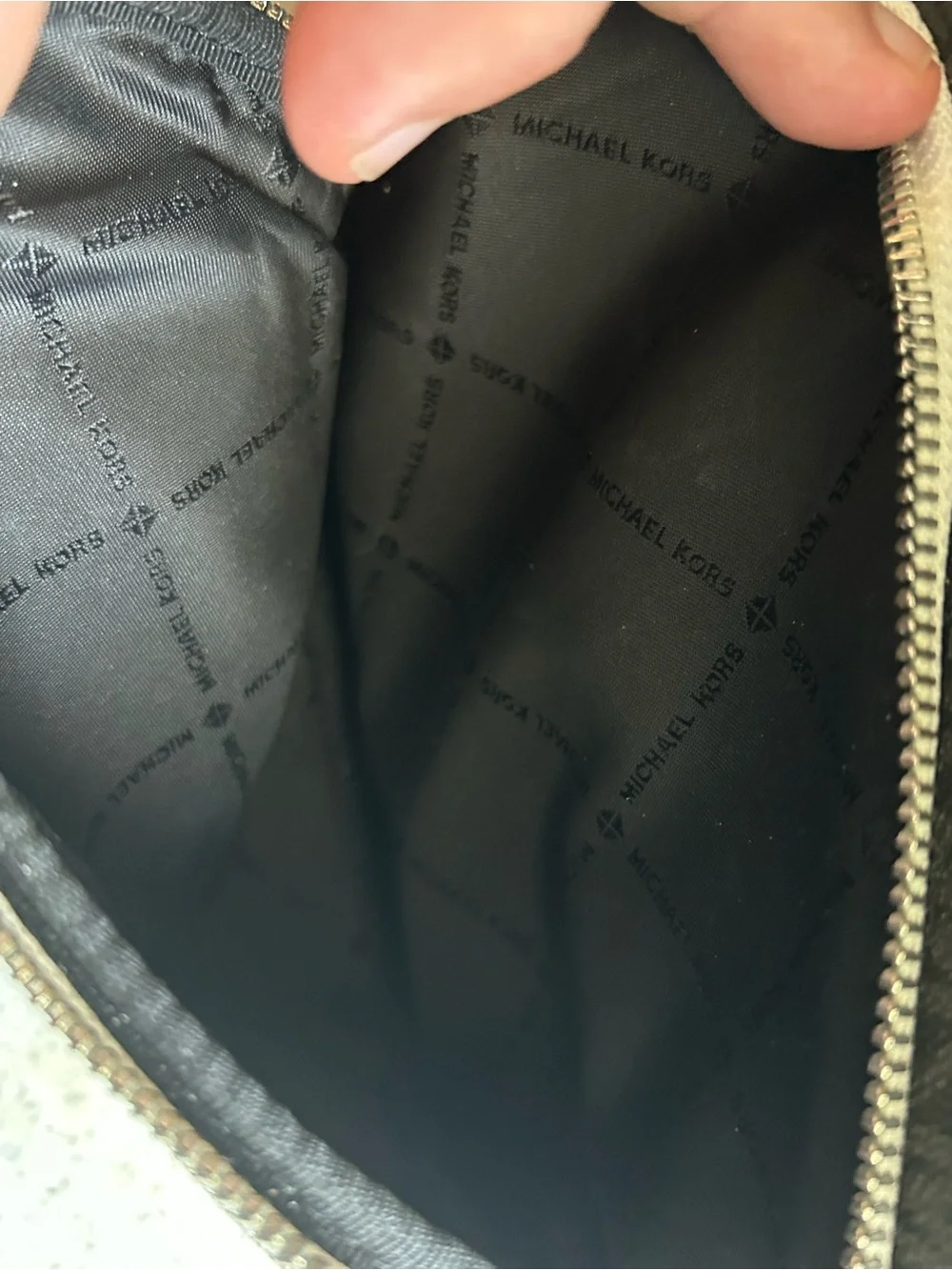 Michael Kors Black Backpack with White Front Pocket